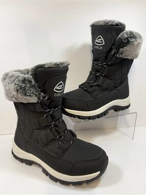 Women's Black Faux-Fur Winter Boots - Insulated Snow Boots